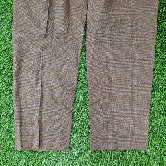 Vintage 80s MOD Polyester Check Pants 32x27 Textured Brown - Picture 11 of 16